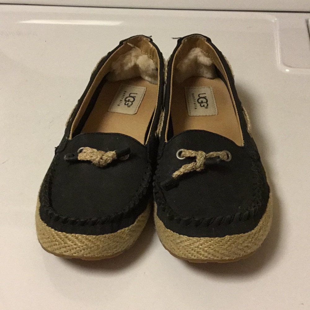 UGG Australia Black Leather Loafers.
